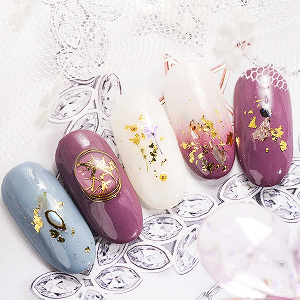 Имитация фрагмента золотой фольги персиковый фиолетовый блеск для ногтей сделай