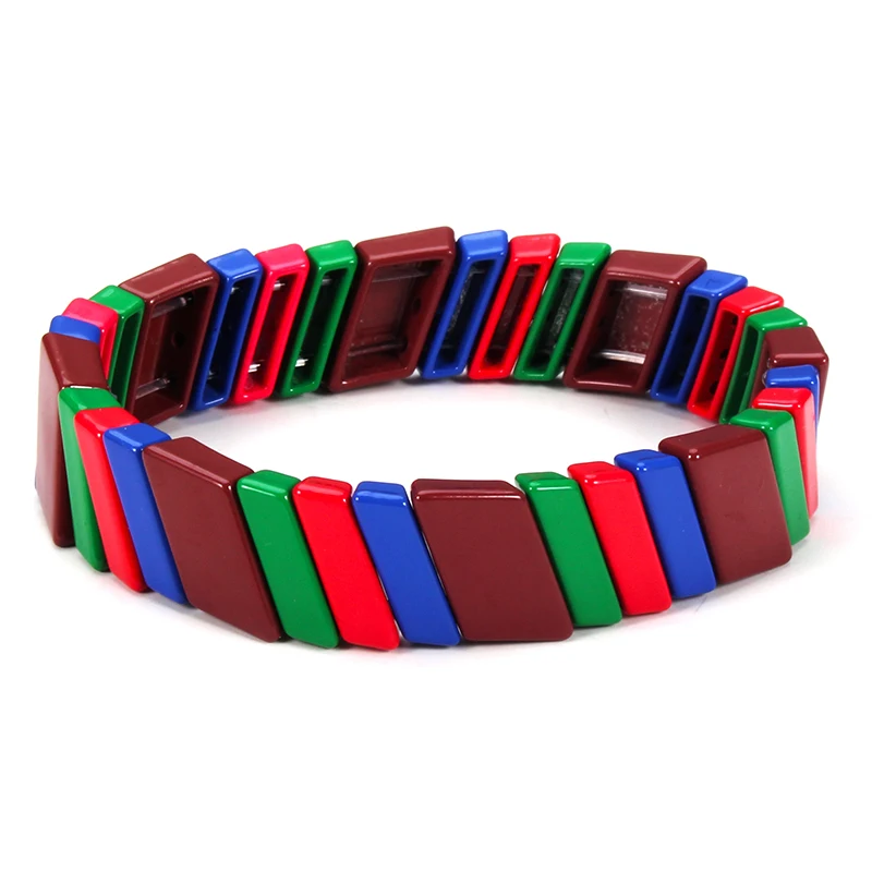 Эмалированный браслет Tila в виде плитки украшенный бисером Набор радужных