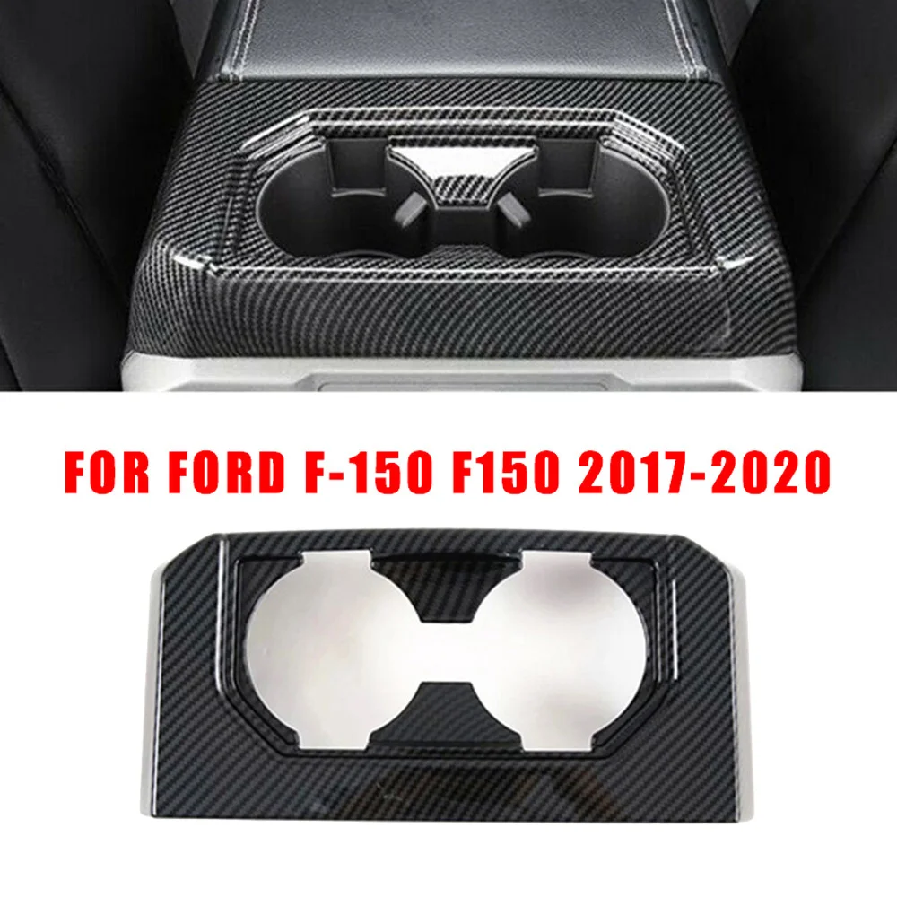 

For Ford F-150 F150 2017-20 Car ABS Cup Holder Cover Trim Carbon Fiber Water Accessory