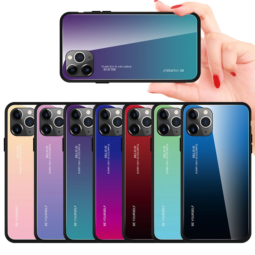 Luxury Phone Case on For iPhone 6 6S Plus 7 8 Coque Tempered Glass Cover X XR XS Max 11 Pro MAX |