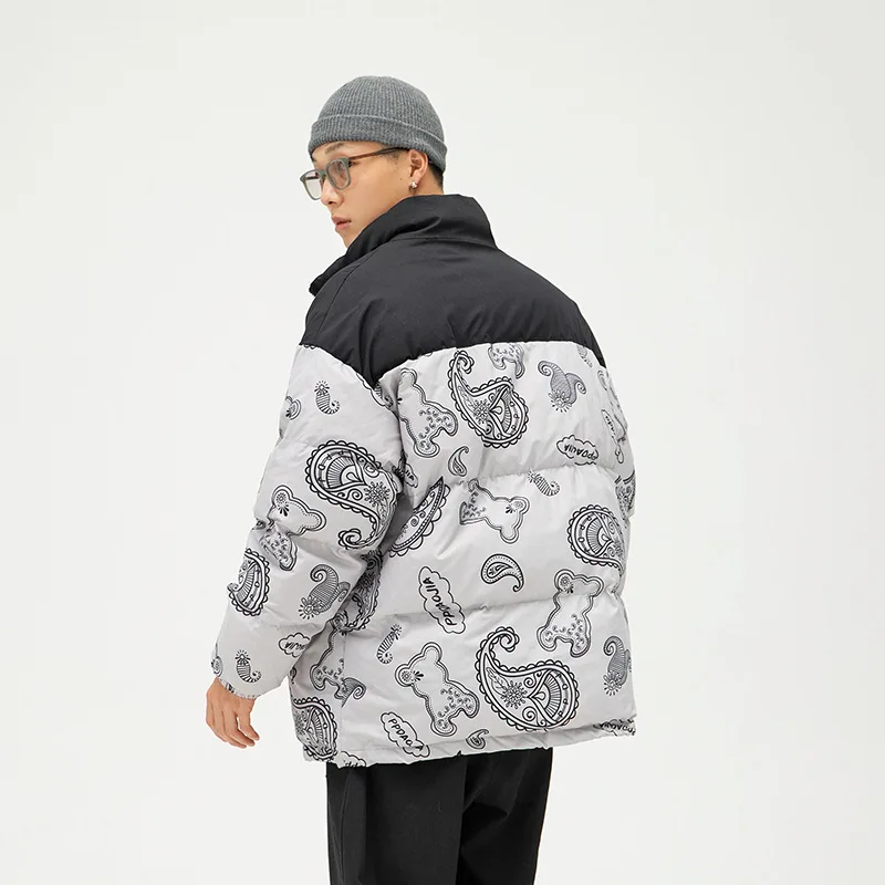 Парка утепленная для мужчин и женщин хлопковая Повседневная куртка с цветами