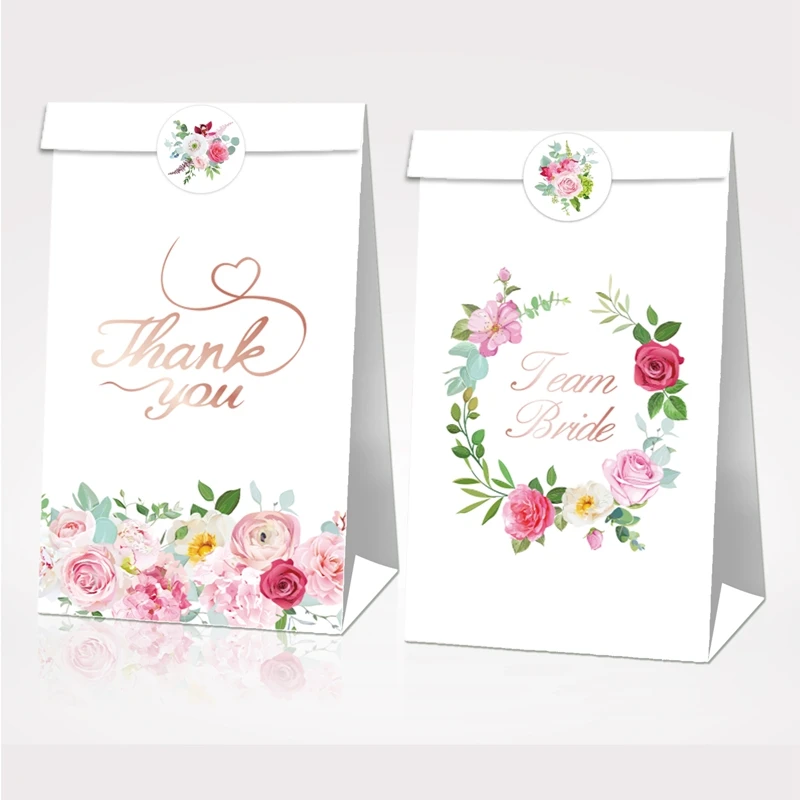 

12pcs Pretty Paper Bags with Stickers Thank You Cute Animals Cookie Bag Baby Shower Holiday Wedding Birthday Party Gift Packing