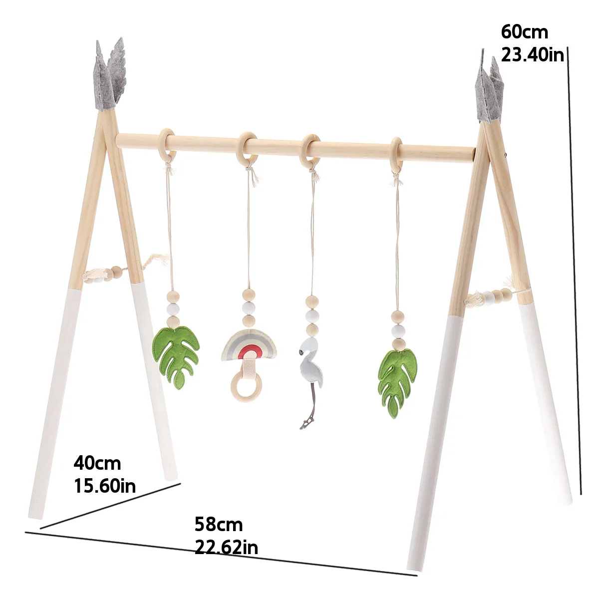 

Nordic Style Cartoon Solid Wood Baby Kids Gym Ftness Rack Children Room Deco Toys with Ornaments Pendant Infant Clothes Frame