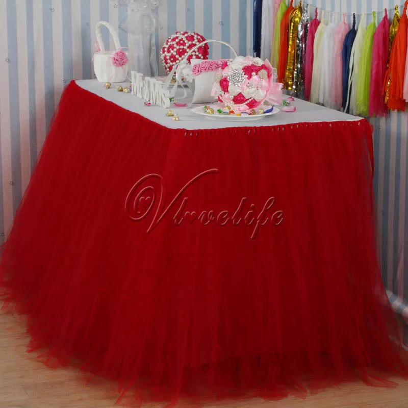 Красная фатиновая юбка-пачка для стола 100 см x 80 вечерние юбки из тюля свадьбы дня