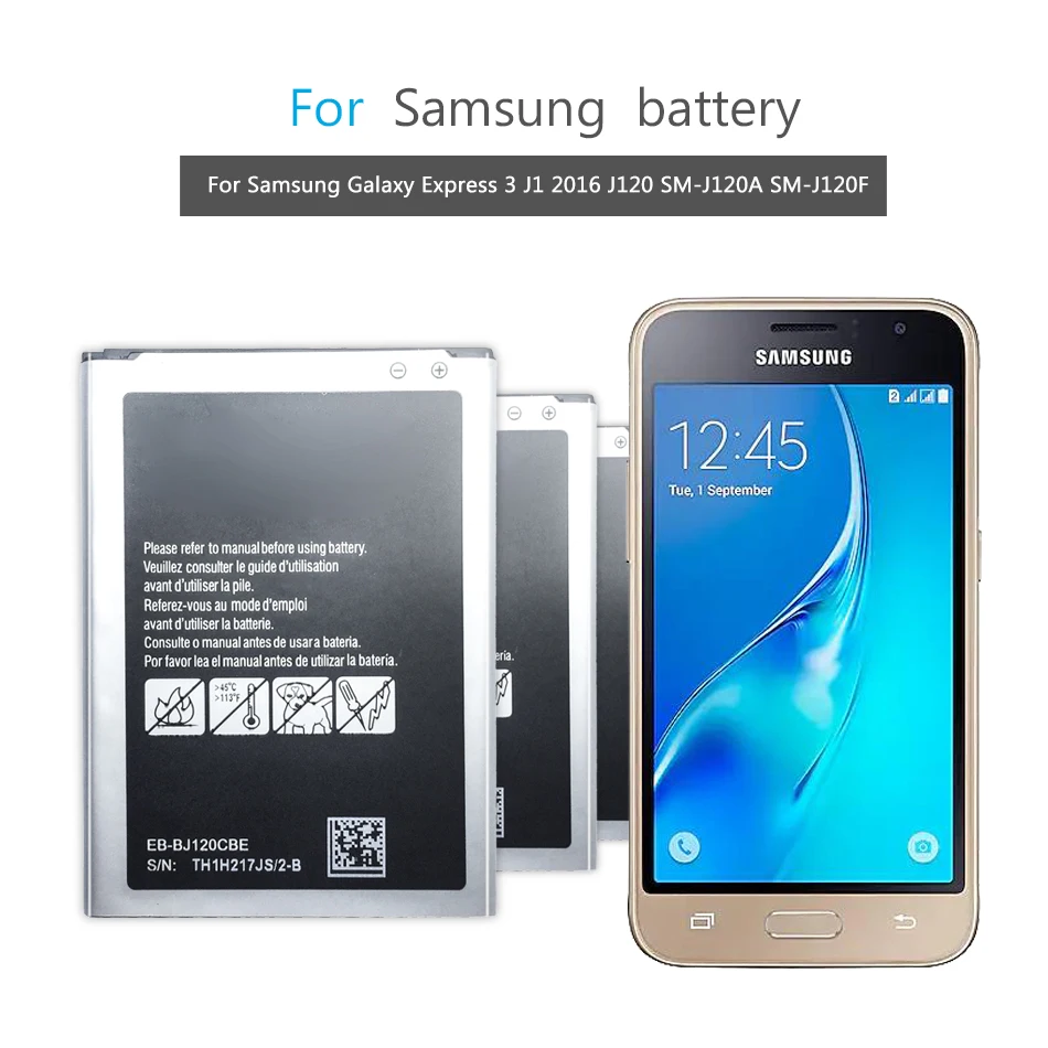 Телефон Батарея для samsung Galaxy Express 3 J1 SM-J120A SM-J120F SM-J120F/DS J120 J120h J120ds Батарея EB-BJ120CBE 2050 мА-ч