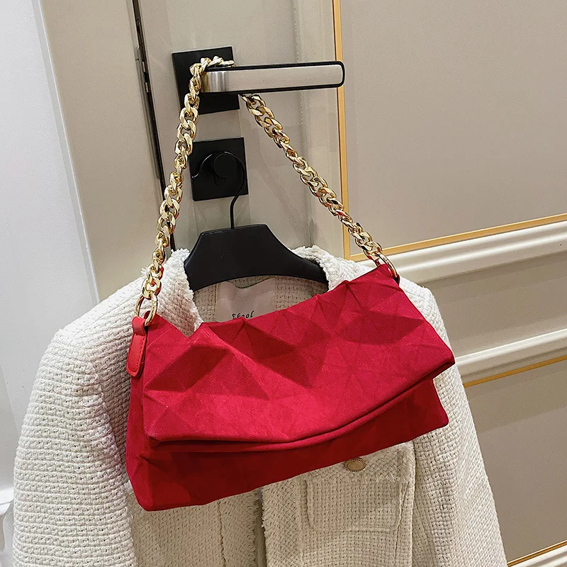 

Lingge Designer Small Scrub PU Leather Crossbody Bags for Women 2021 Winter Branded Trending Chain Shoulder Handbags and Purses