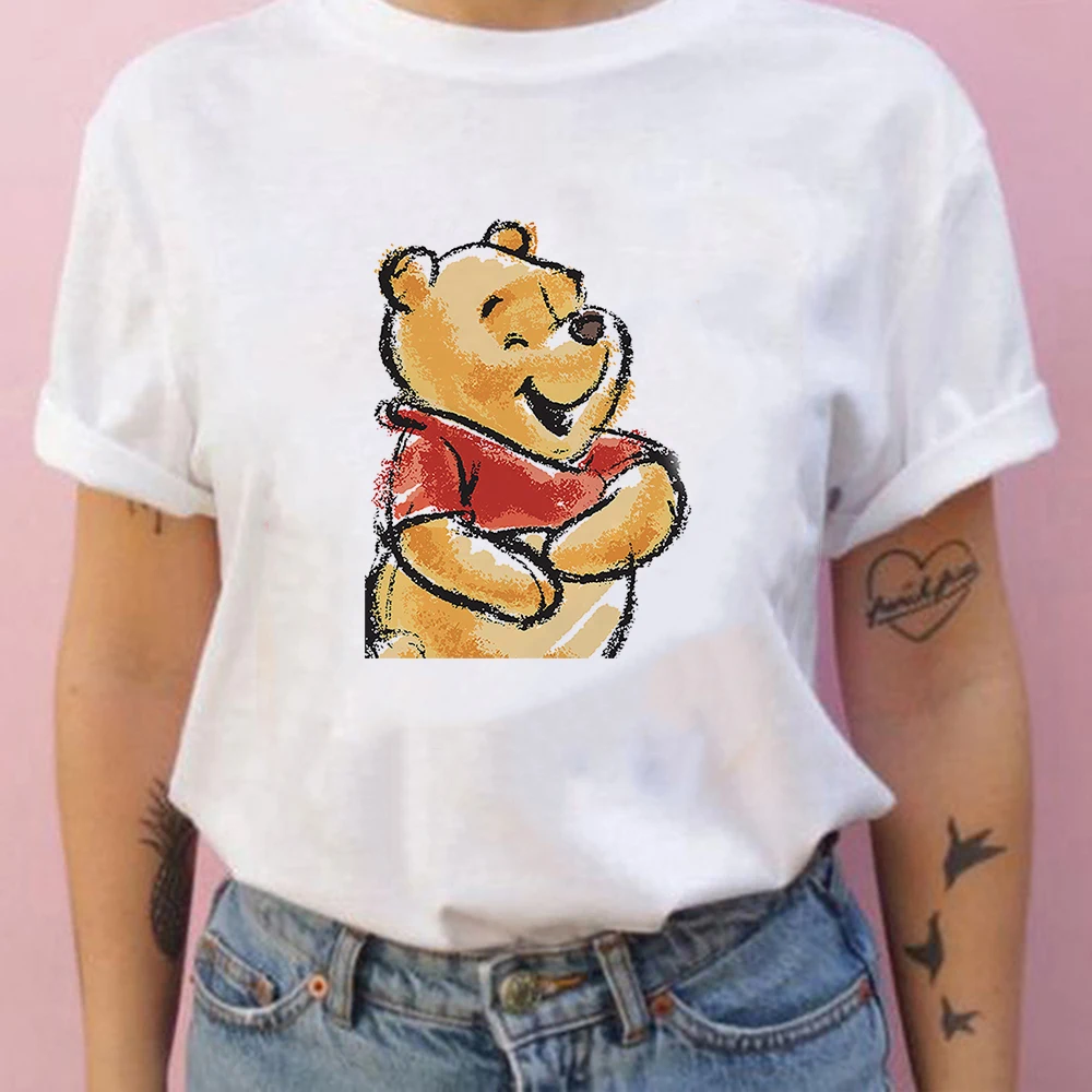 Футболка женская в стиле Харадзюку Модный повседневный топ с рисунком Винни Пуха