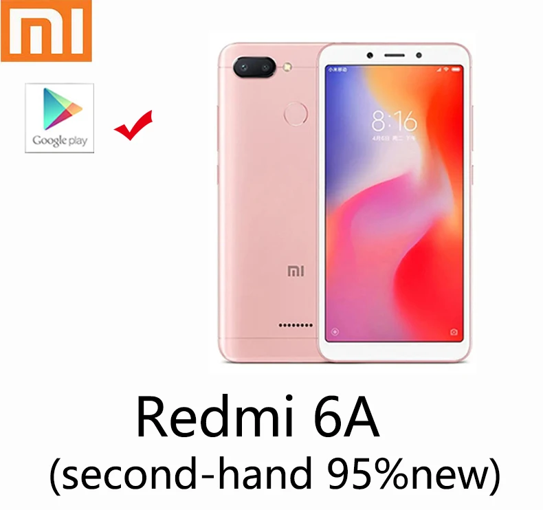 

Смартфон Xiaomi Redmi 6A мобильный телефон, Подержанный, для детей, для пожилых людей, 95new, с новым аккумулятором