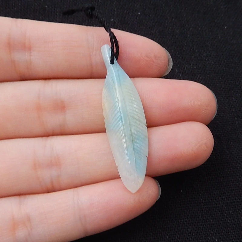 Оптовая продажа 2 шт. натуральный камень Амазонит Резные листья передние
