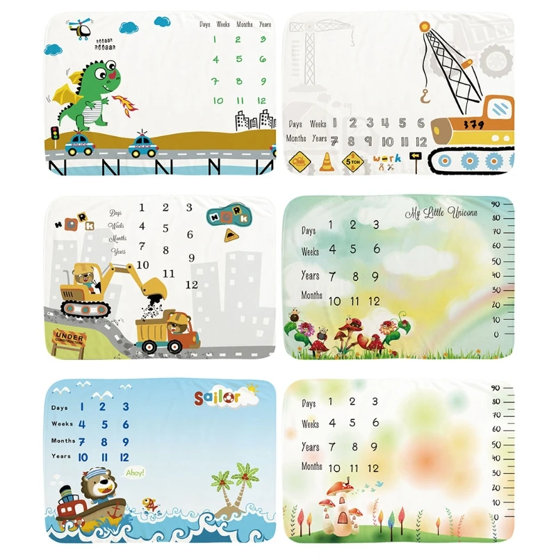 

1 Pc Baby Monthly Record Growth Milestone Blanket Newborn Soft Flannel Swaddle Wrap Photography Props Creative Background Cloth