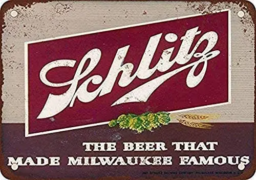 

Eletina twinkle Metal Tin Signs Vintage Sign 8x12 Inches 1947 Schlitz Beer Look Reproduction Sign Wall Plaque Retro Club