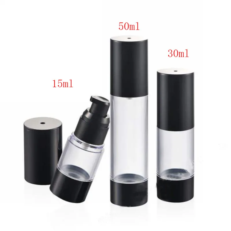 

(20pcs) 15ml/30ml/50ml Plastic Airless Pump Bottle with Black Pump Empty Plastic Airless Containers Lotion Cream Travel Bottle
