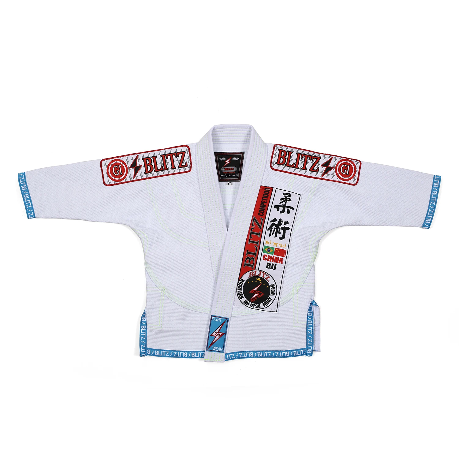 

Spot Blitz (Lightning) Classic White Blue Black BJJ Brazilian Jiu Jitsu Taoist Robe Less Children SF Free Shipping