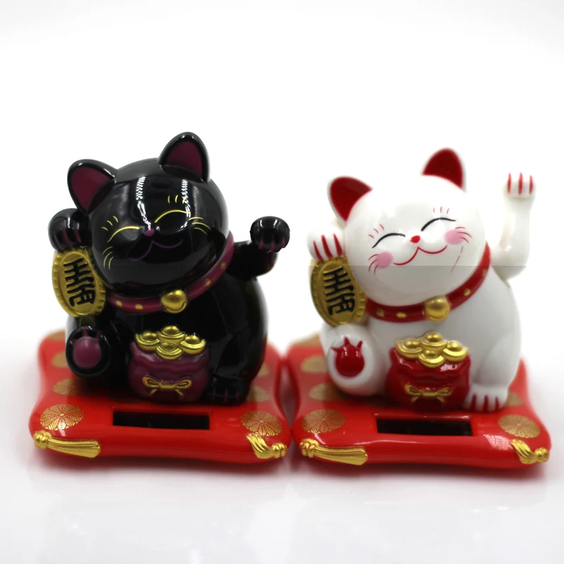Модная новинка черный/белый на солнечных батареях Maneki Neko приветливый Кот Фортуны