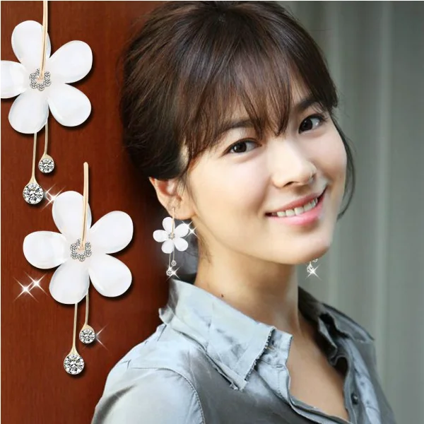 Горячая Распродажа 5 лепестков акриловые циркониевые серьги-кисточки серьги