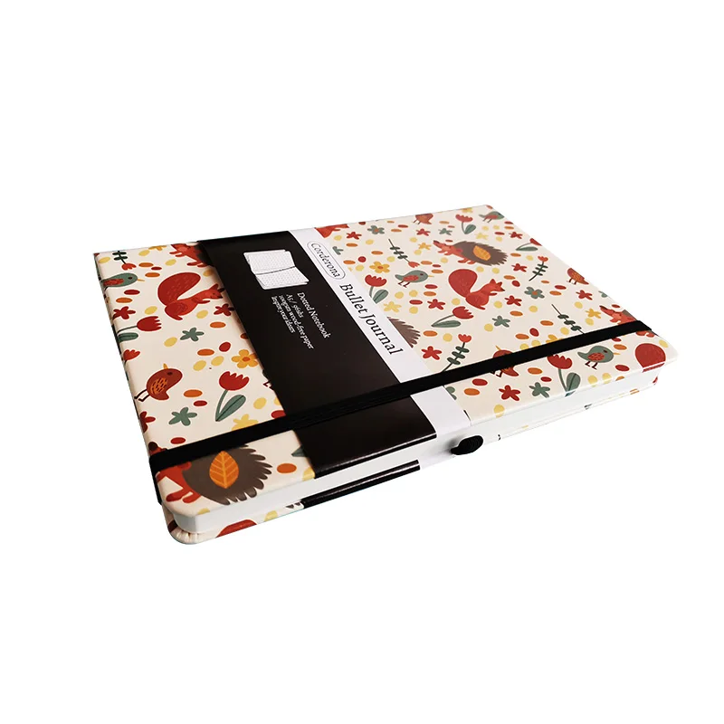 Блокнот А5 в горошек с осенними животными дорожный журнал белкой твердой обложке