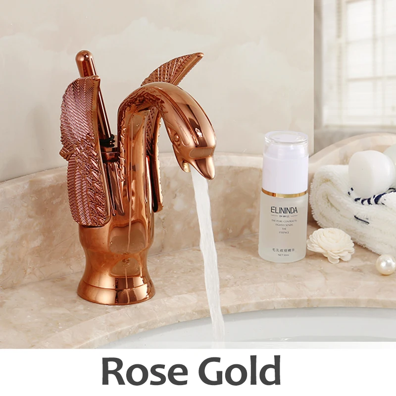 Смесители для раковины Новый дизайн Лебедь смеситель позолоченный роскошный