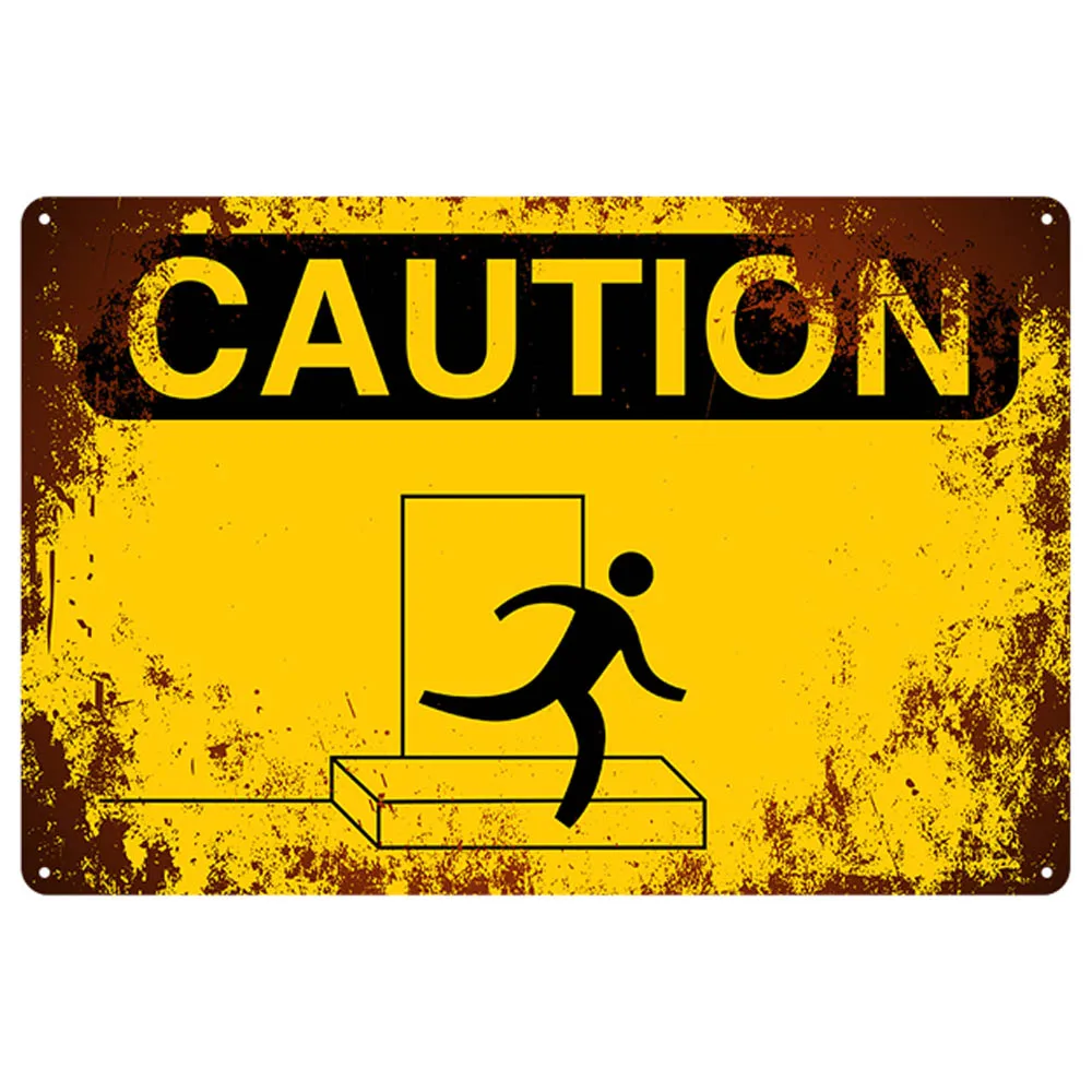 Attention Caution Vintage Metal Tin Signs Dangerous Poster Warning Retro Plaque Wall Decoration | Дом и сад