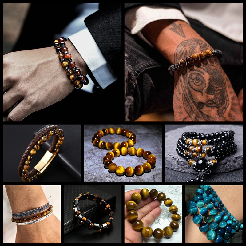 Бусины из натурального камня Синий Лазурит тигровый глаз Матовые Круглые бусины