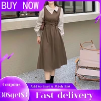 long sleeve dress women 2021 autumn french style retro college style mid length dress temperament fashionable lady clothes new