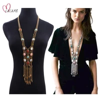 long big pendent necklace collar women gothic fashion jewelery metal statement boho ethic style tassels bohemian f0419 cacare