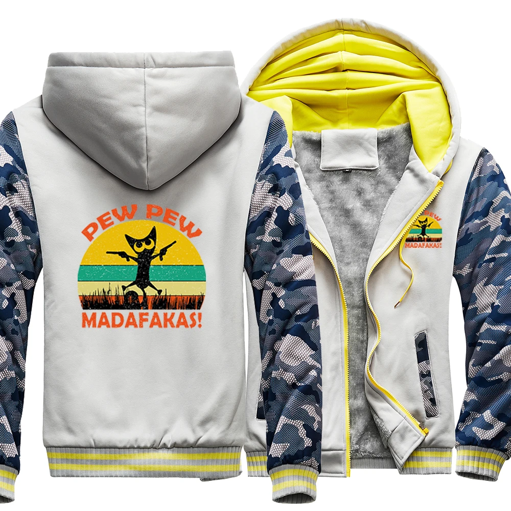 

Hip Hop Cat Pew Madafakas Winter Thick Hoodies Sweatshirts Harajuku Streetwear Coats Men Pullovers Jackets Male Tops Tracksuits