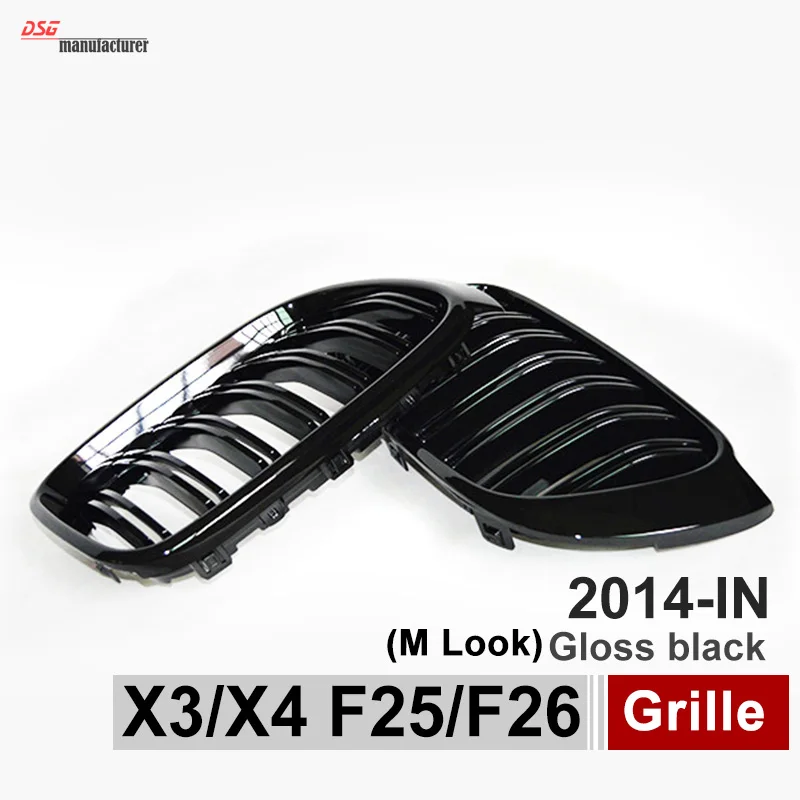 Передняя решетчатая решетка X3 F25 X4 F26 ABS для BMW 2014 + X Series SUV и глянцевый черный |