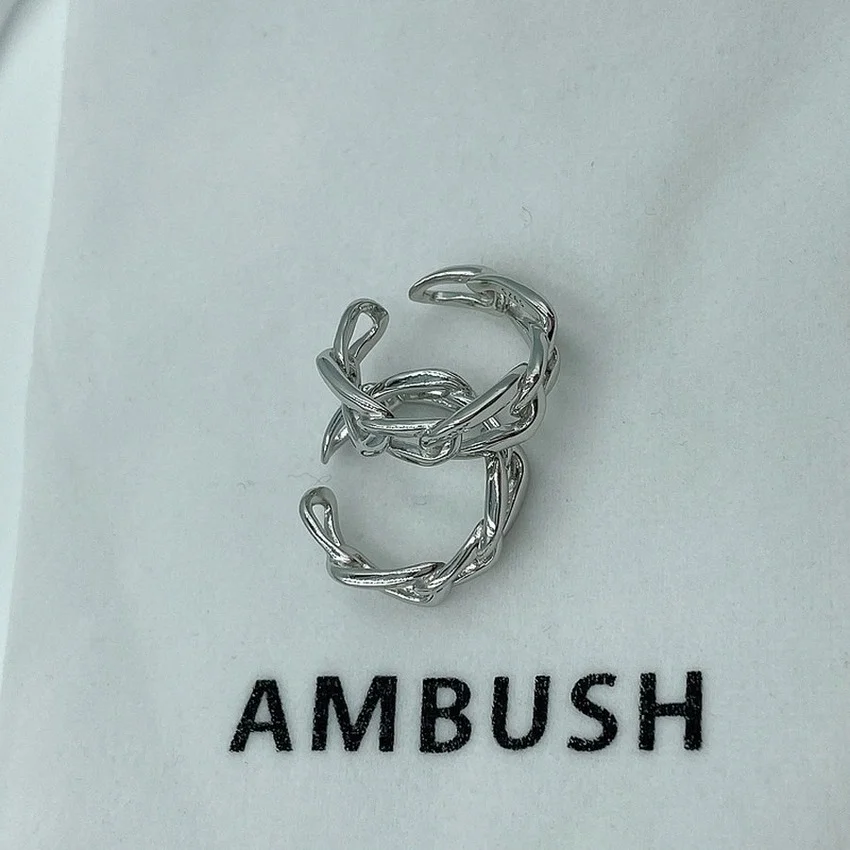 

AMBUSH Ring Sterling Silver Men Women Streetwear jewelry couple wedding rings