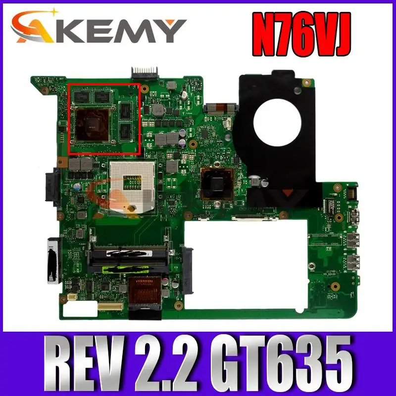 

Материнская плата для ноутбука ASUS N76VJ N76VZ материнская плата N76V REV 2,2 GT635 неинтегрированная тестовая работа 100% оригинал
