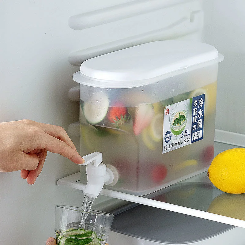 

3500Ml Koelkast Ketel Met Kraan Huishoudelijke Limonade Fles Drinkware Koud Water Fles Container Hittebestendige Werper