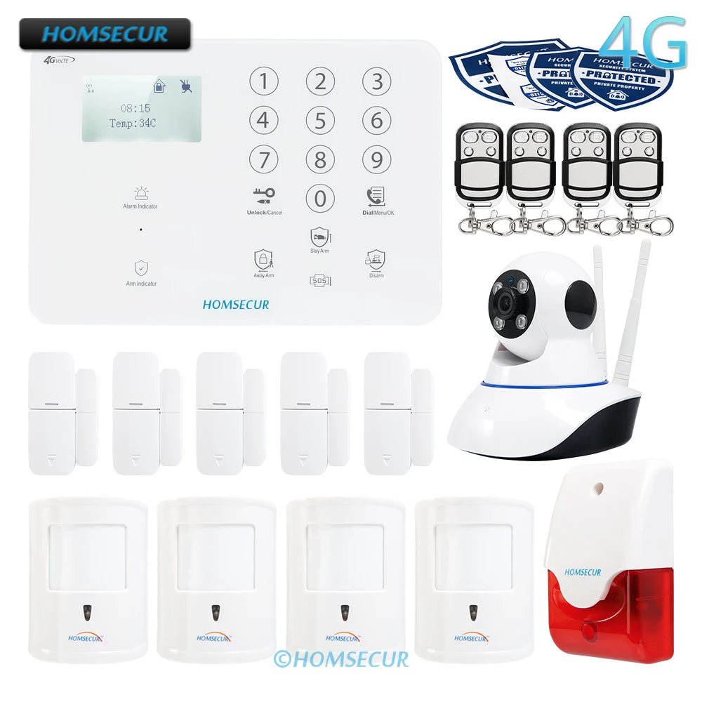 

HOMSECUR Wireless 4G/GSM SMS Autodial Home Security Alarm System+IOS/Android APP GA01-4G-W