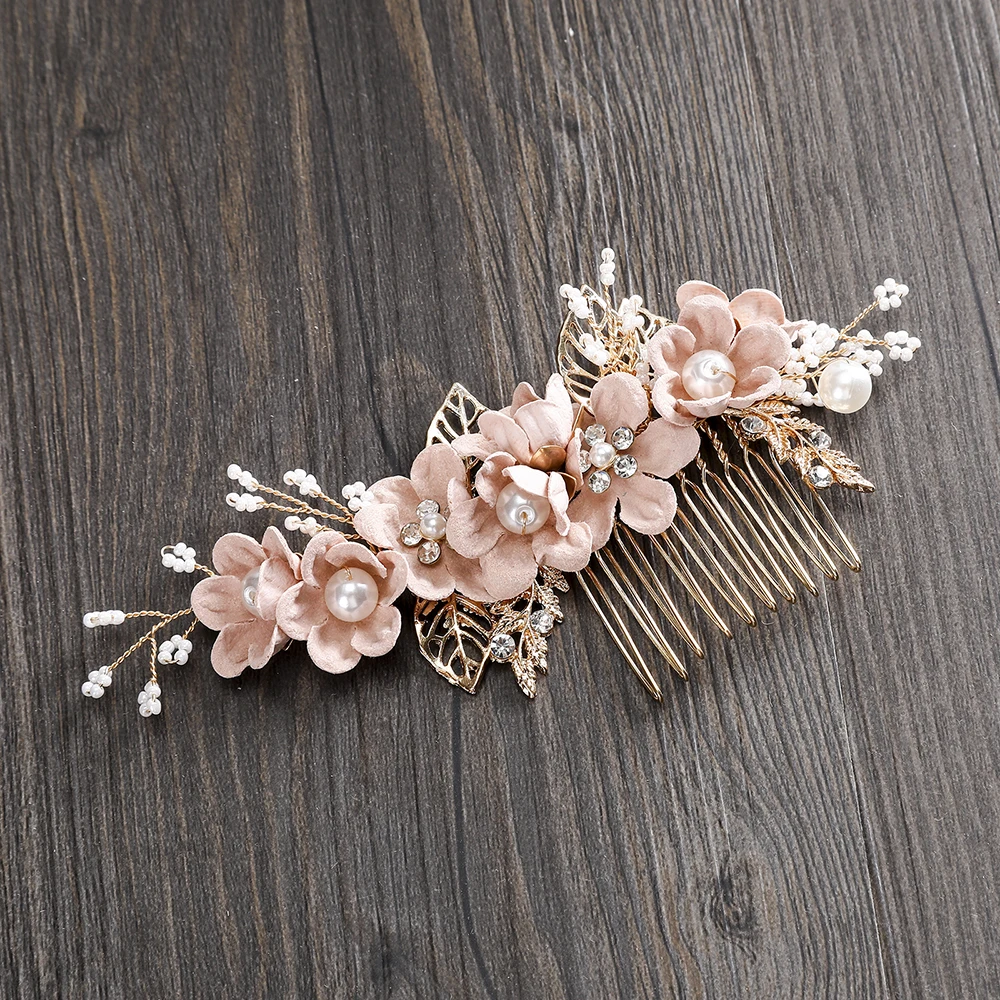 MOLANS Luxury Hairpin For Women Hair Combs Headdress Prom Bridal Wedding Crown Elegant Hair Accessories Gold Leaves Headwear 1PC