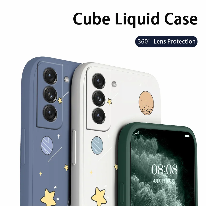Little Cat Phone Case For Samsung Galaxy S22 S21 S20 FE S10 Note 20 10 Ultra Plus A72 A52  A32 A31 A21S 4G 5G Silicone Cover