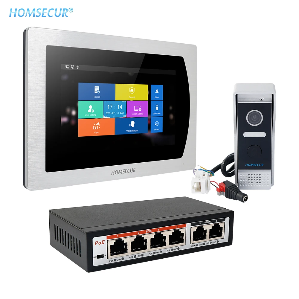 Видеодомофон HOMSECUR с датчиком движения 7 &quot PoE IP Cat5 видеодомофон возможностью