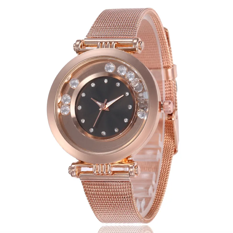 

100pcs/lot gift women's watches sell well in Korean fashion mesh with diamond ladies watches quartz watches