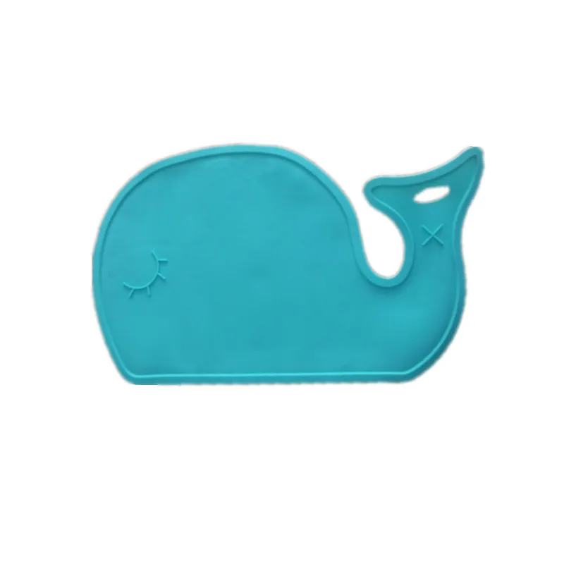 whale green Мультяшные Водонепроницаемые силиконовые подставки под столовые приборы для малышей качественные детские столовые приборы из силикагеля большой размер BPA бесплатно - Цвет: whale green