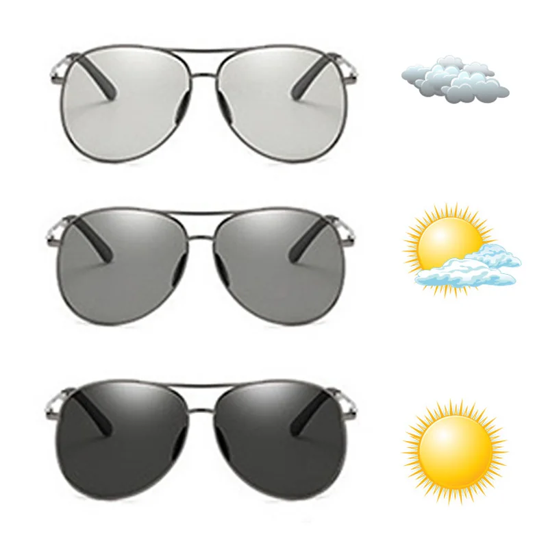 Поляризованные фотохромные мужские солнцезащитные очки 2020 переходная линза для