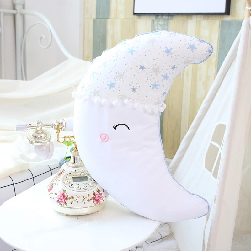 Koodykids/хлопковая Подушка с облаком для детской комнаты, украшение для детской комнаты, подушка с Луной и звездой для маленьких мальчиков и девочек, декор для детской комнаты