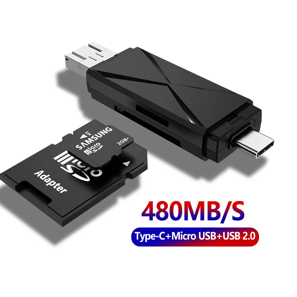 

SD Card Reader USB 2.0 Micro USB Type C Card Reader Lector SD Memory Card Reader For Micro SD TF USB Type-C Cardreader