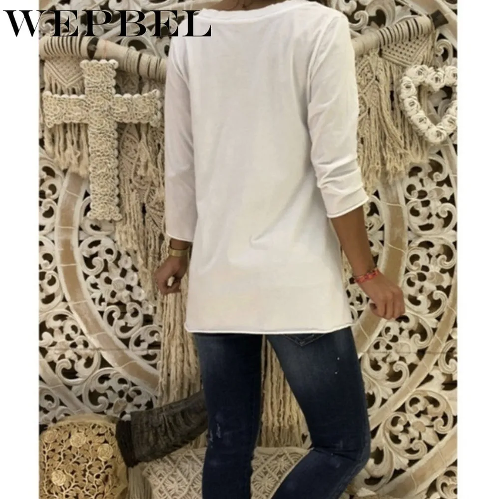 Футболка WEPBEL женская с V-образным вырезом модный Повседневный хлопковый топ