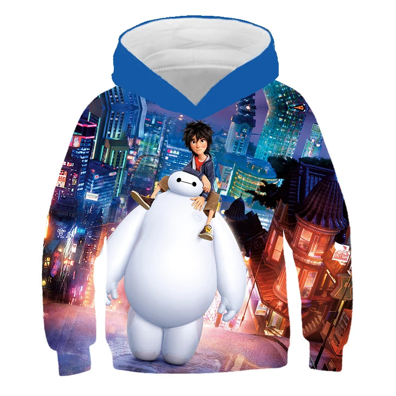 

4-14 Years Kids Hoodies Big Hero 3d Printed Boys Girls Hoodie Hiro Hamada Baymax Cartoon Sweatshirt Casual Children Clothes
