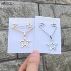 Модные женские ожерелья из нержавеющей стали с золотыми звездами, милые мини серьги с полыми звездами для девочек, минималистичный комплект ювелирных изделий, подарки 2021