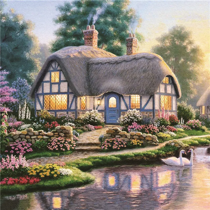 

30X30cm Country House Embroidery Wall Hanging DIY Kit Diamond Painting Living Room Home Decoration Rhinestone Rural Scenery