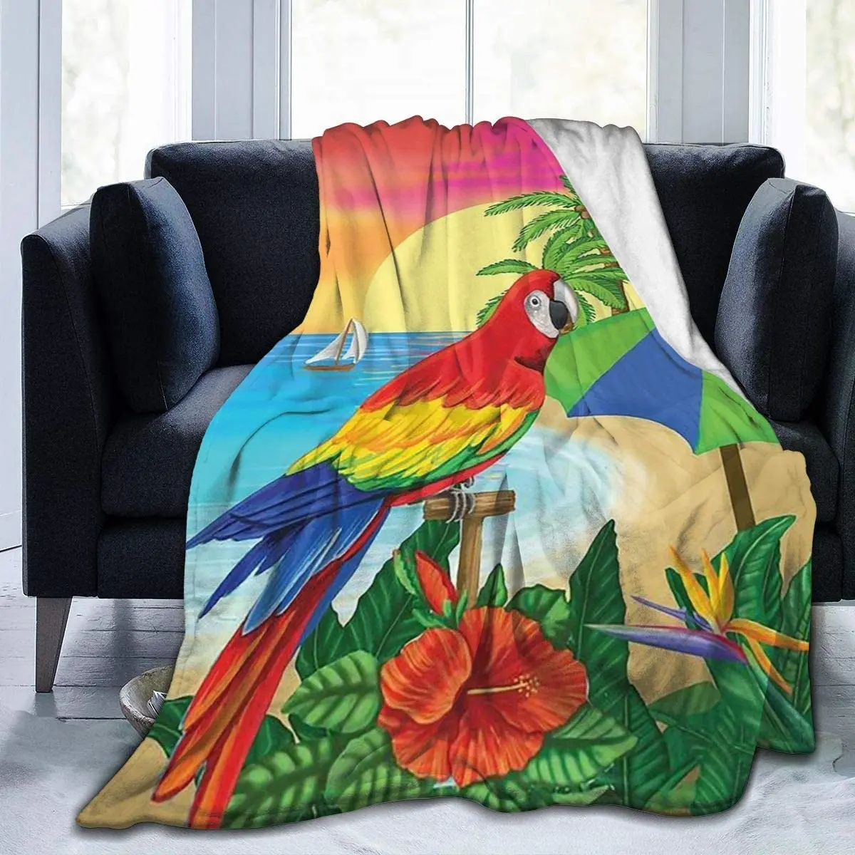 

KiuLoam Paradise Parrot Summer Soft Throw Blanket Lightweight Flannel Fleece Blanket for Living Room Bedroom Sofa Couch Warm