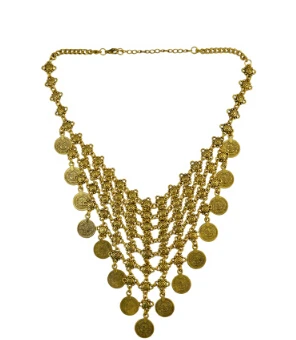Gold Богемное, турецкое, этническое, серебряное, металлическое, цыганское, Коачелла, Пляжное колье, нагрудник, монета, кисточка, воротник, ожерелье для женщин, индийское, очаровательное ювелирное изделие - Окраска металла: Gold