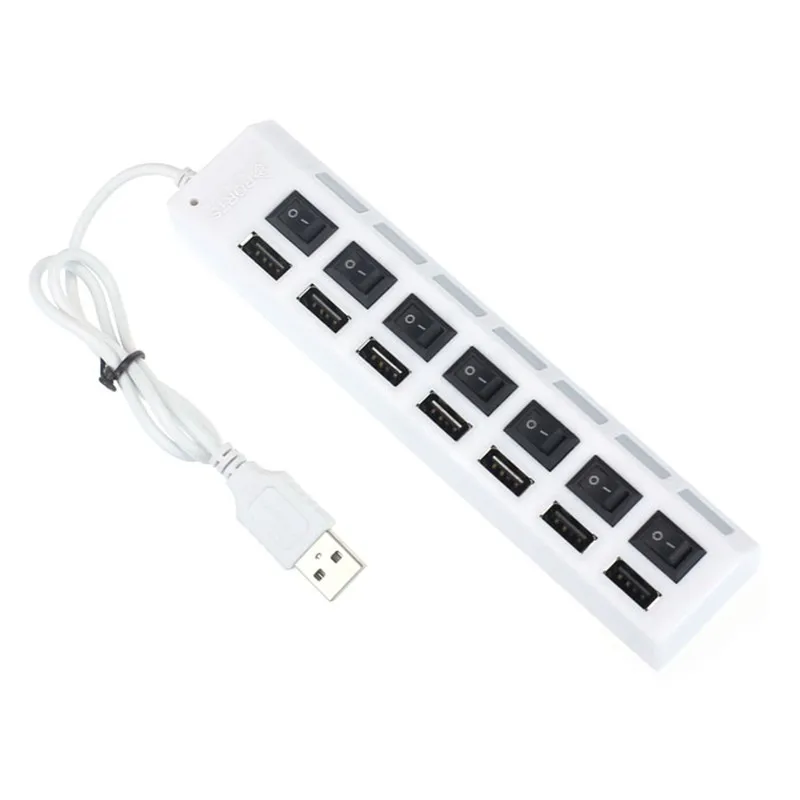 Разветвитель с адаптером питания 7 портов светодиодный USB 2 0 адаптер концентратор