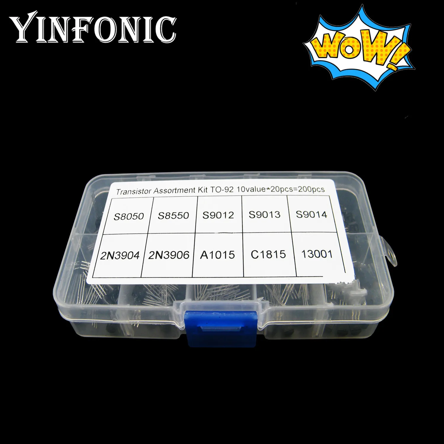 Комплект транзисторов TO 92 200 S9012 S9013 S9014 S8550 S8050 2N3904 2N3906 A1015 C1815 10 значений 13001