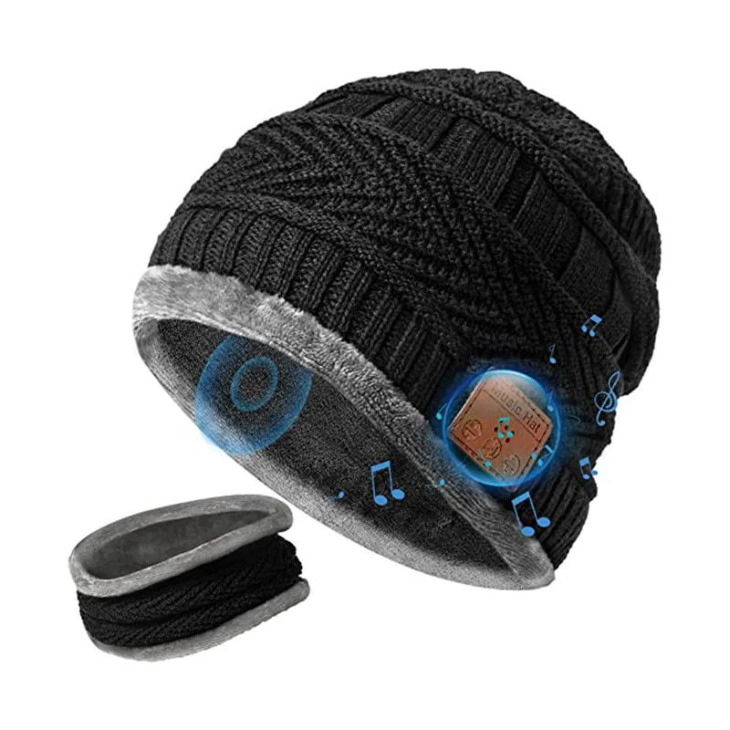 

Вязаная шапка с шарфом, с беспроводной зарядкой по Bluetooth