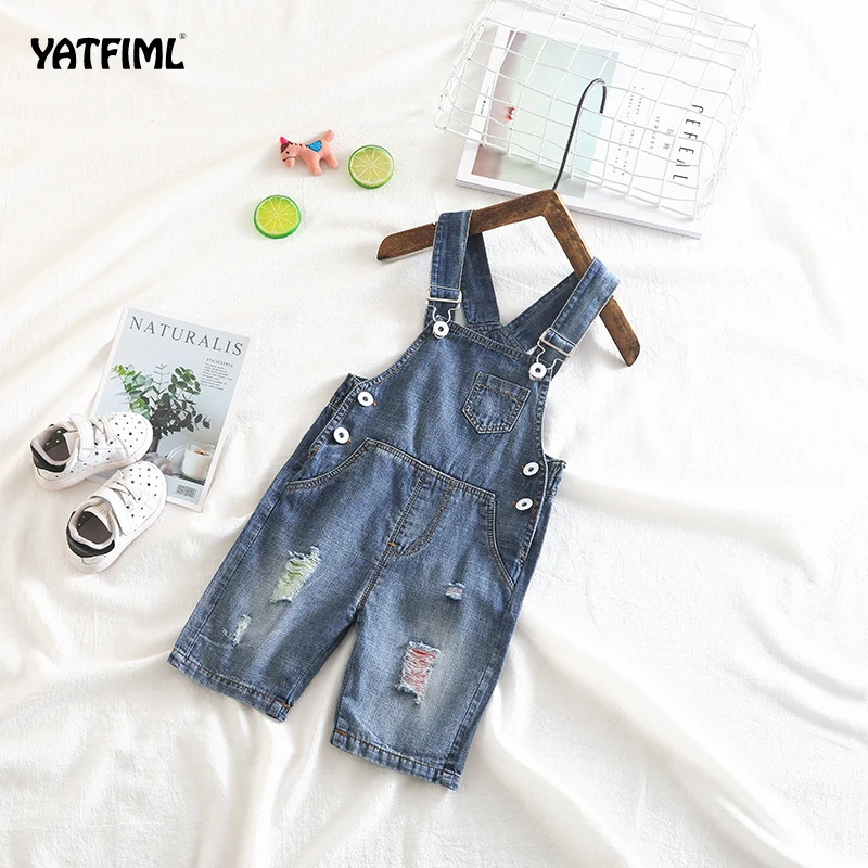 YATFIML/осенние джинсы для маленьких мальчиков и девочек джинсовый комбинезон