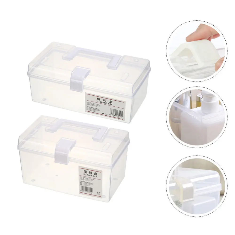 

2pcs Multipurpose Storage Box Home Use Transparent Box Storage Container
